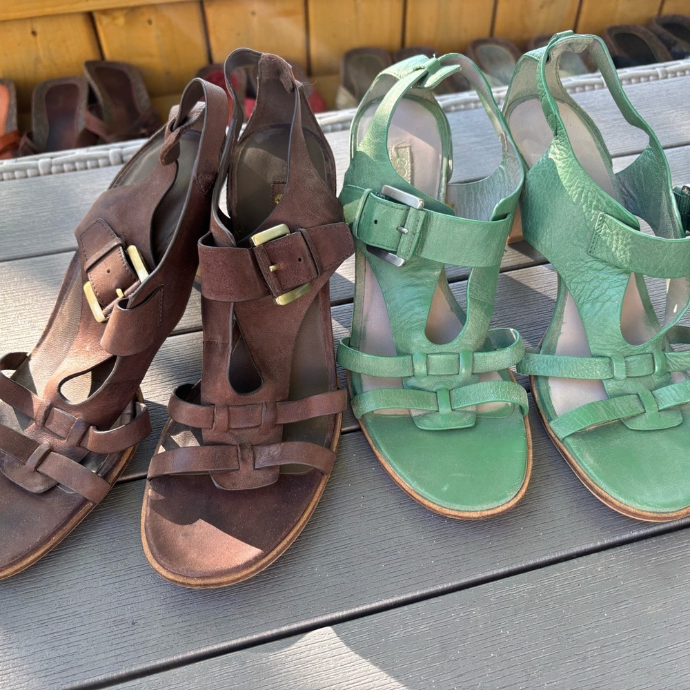 ECCO Women's Green Leather Heeled Sandals - Size 41 - Picture 9 of 9